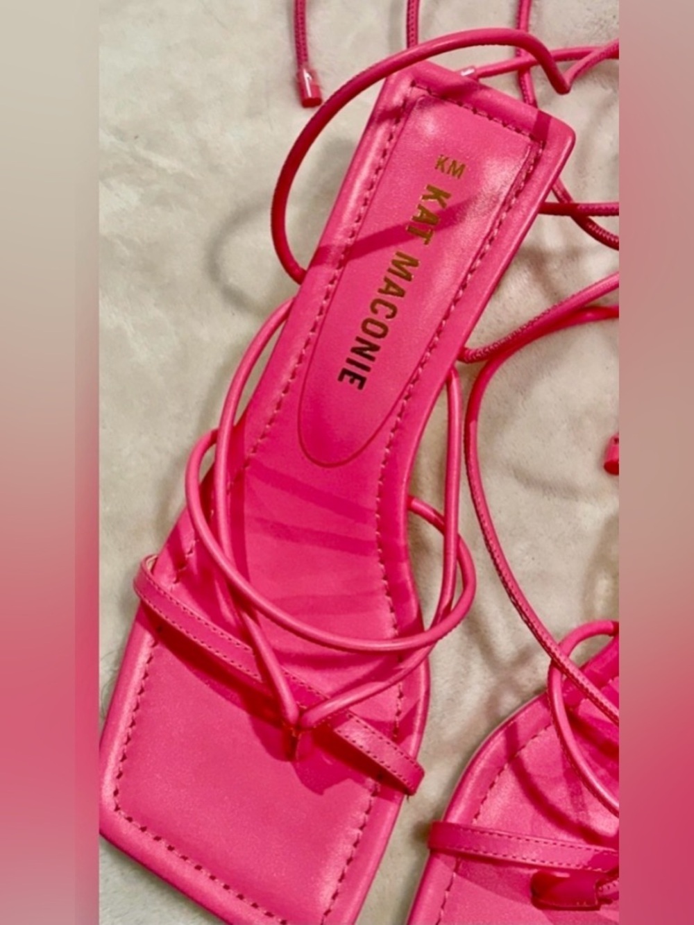 Kat Maconie Pink Lace Up Heels Square Toe Block Heel Size 10 Vibing Barbiecore! - Picture 8 of 13